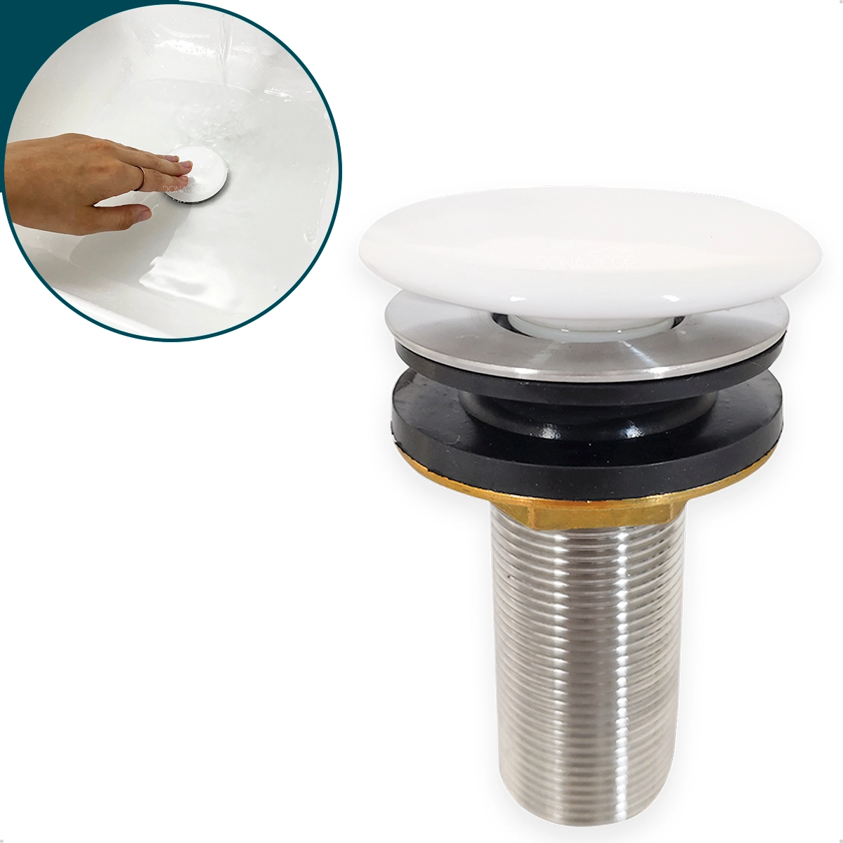 Valvula Click Cerâmica 7/8 Ralo Click Para Cuba Pia Banheiro Escoamento 30mm Lavabo Luxo Lavatório