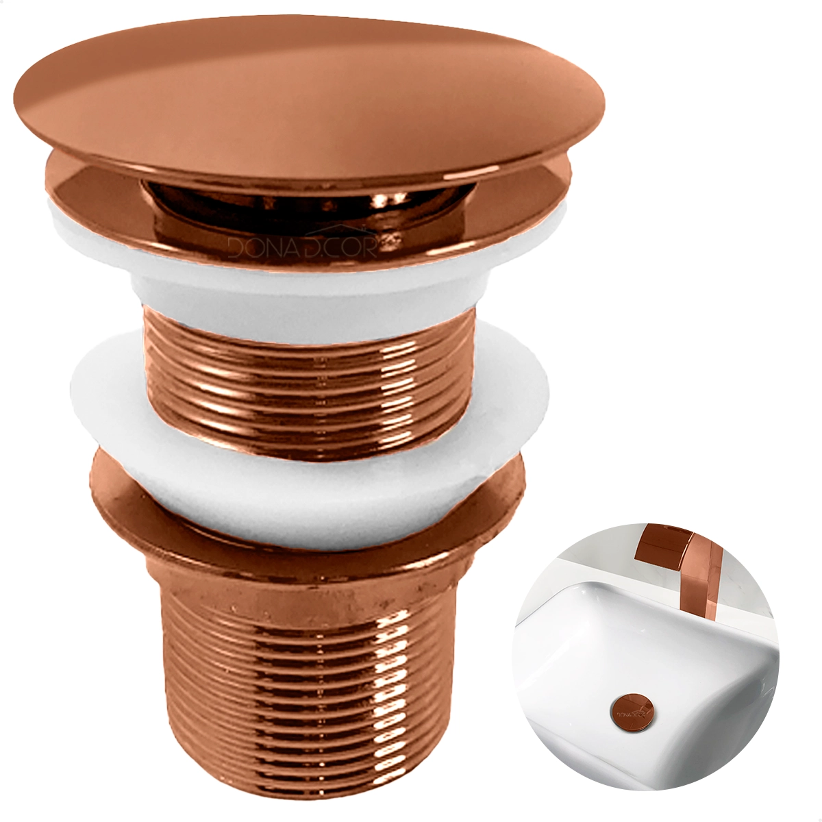 Válvula Rose Gold Click 1 1/4 Ralo De Pia Para Banheiro Cuba Lavatório Valvula Aço Inox 40mm Antiodor