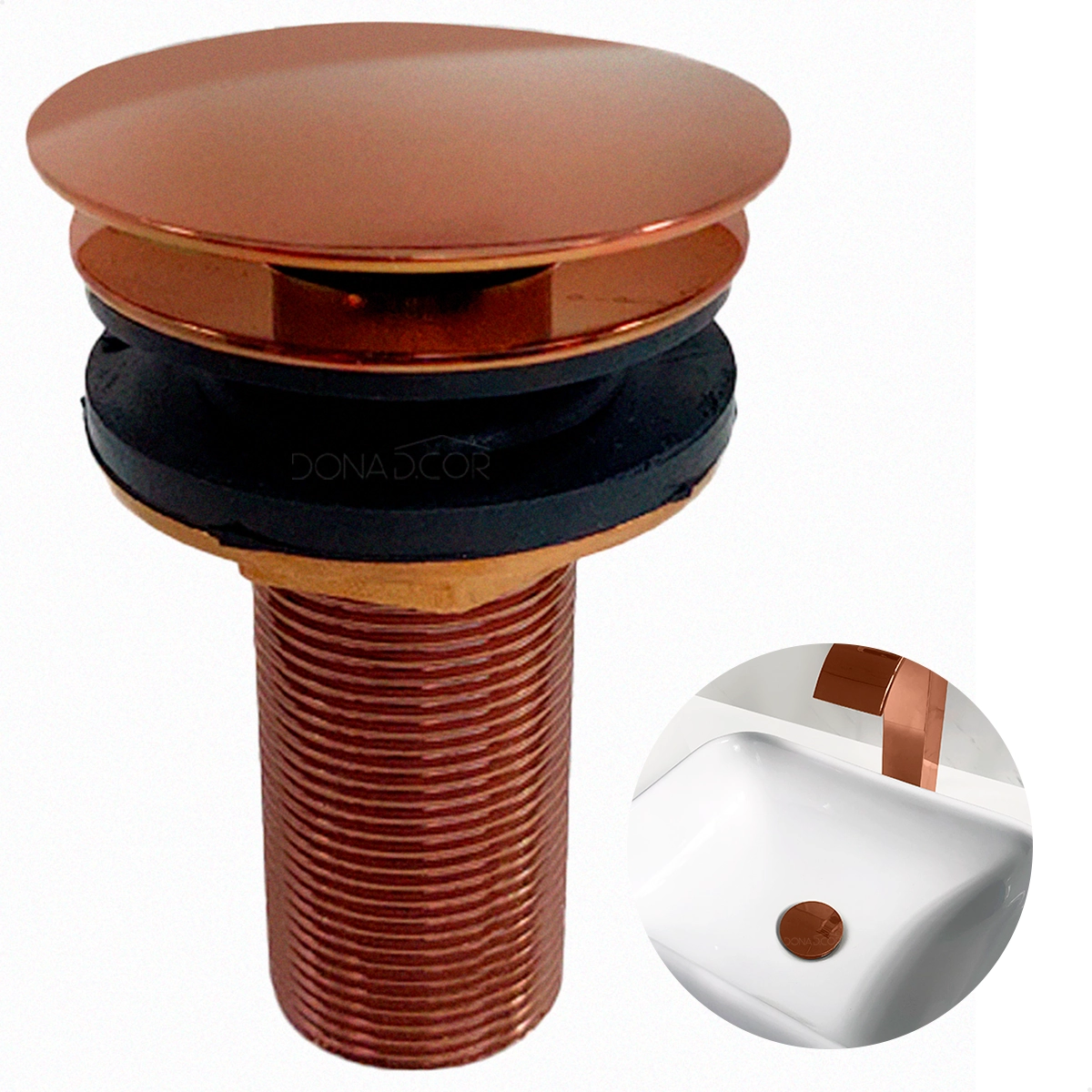 Válvula Rose Gold Click 7/8 Ralo De Pia Para Banheiro Cuba Lavatório Valvula Aço Inox 30mm Antiodor