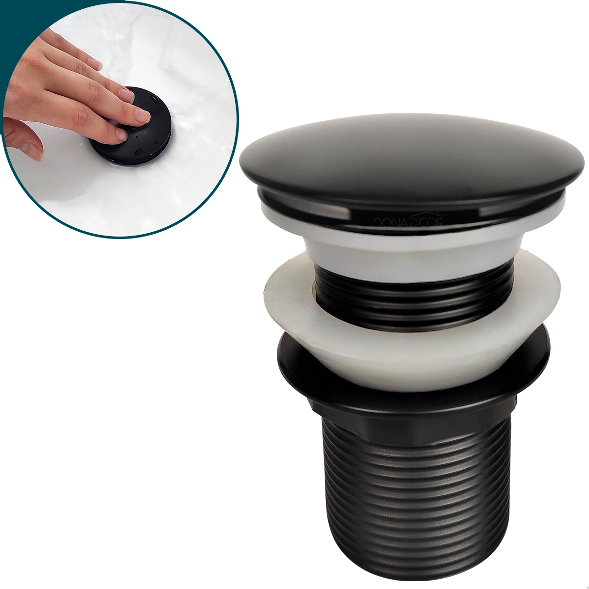Válvula Click 1 1/4 Preto Fosco Ralo De Pia Cuba Banheiro Lavabo Inox Ralo Inteligente Antiodor 40mm Black