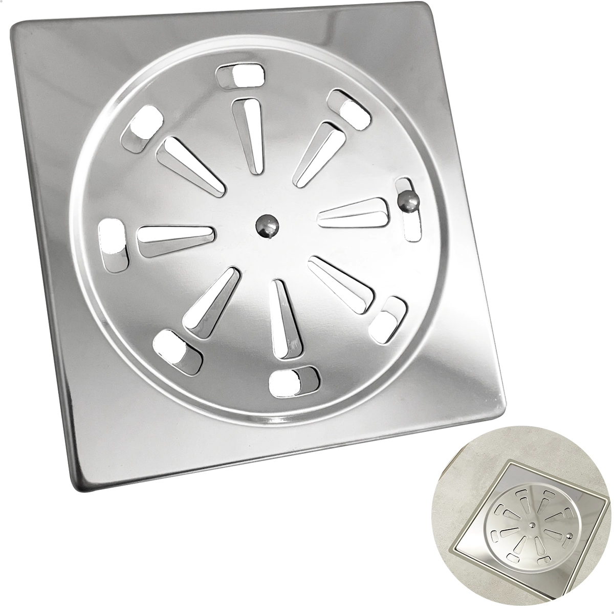 Ralo Grelha Quadrado 15x15 Com Fecho Tampa Ralo Sistema Abre E Fecha Aço Inox Banheiro Antiodor 15cm