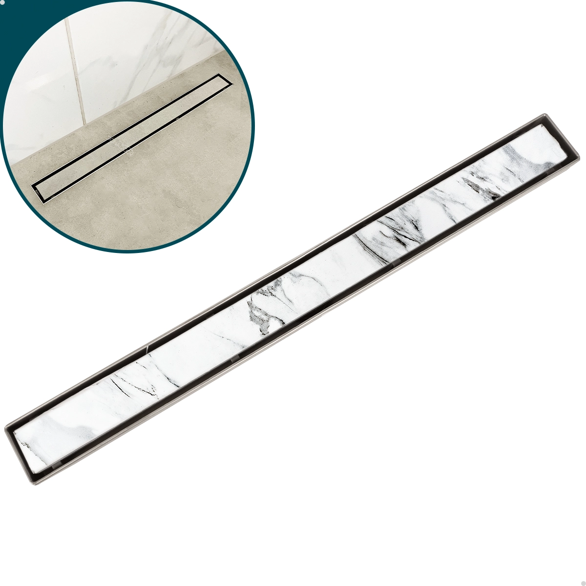 Ralo Linear Oculto Grelha 90cm Banheiro Ralo Invisível Escoamento Piso Porcelanato Tampa Oculta Aço Inox 304