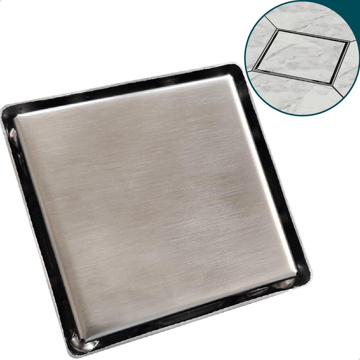 Ralo Oculto Inox Tampa Invisível Quadrado 12x12 Não É Pvc
