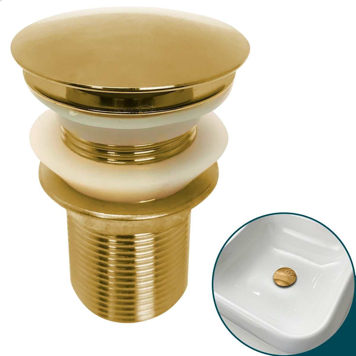 Ralo Pia Dourada Banheiro 1 1/4 Inox Valvula Escoamento 40mm