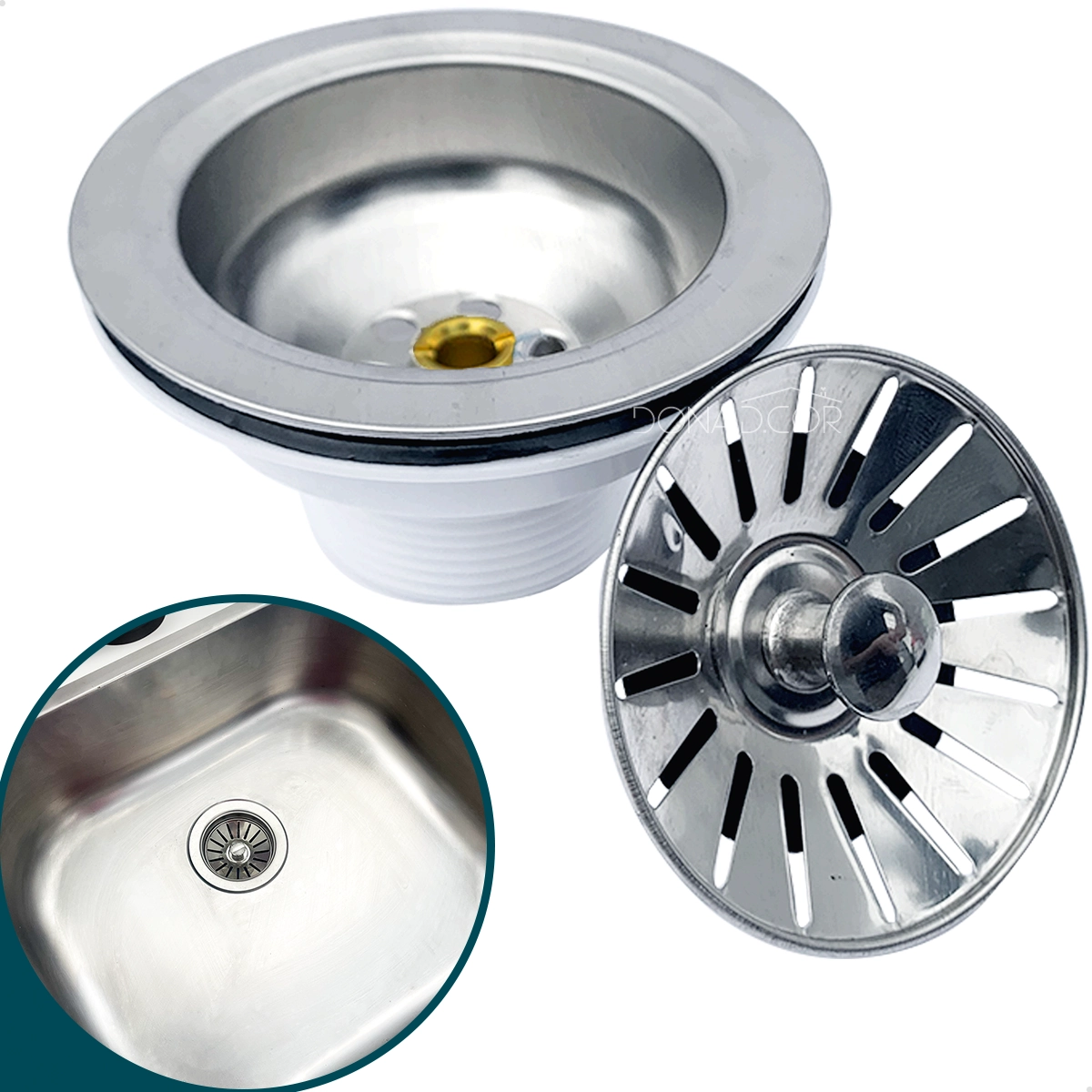 Válvula Americana 3 1/2 Ralo De Pia Para Cozinha Aço Inox Abs Válvula De Escoamento Pra Cuba