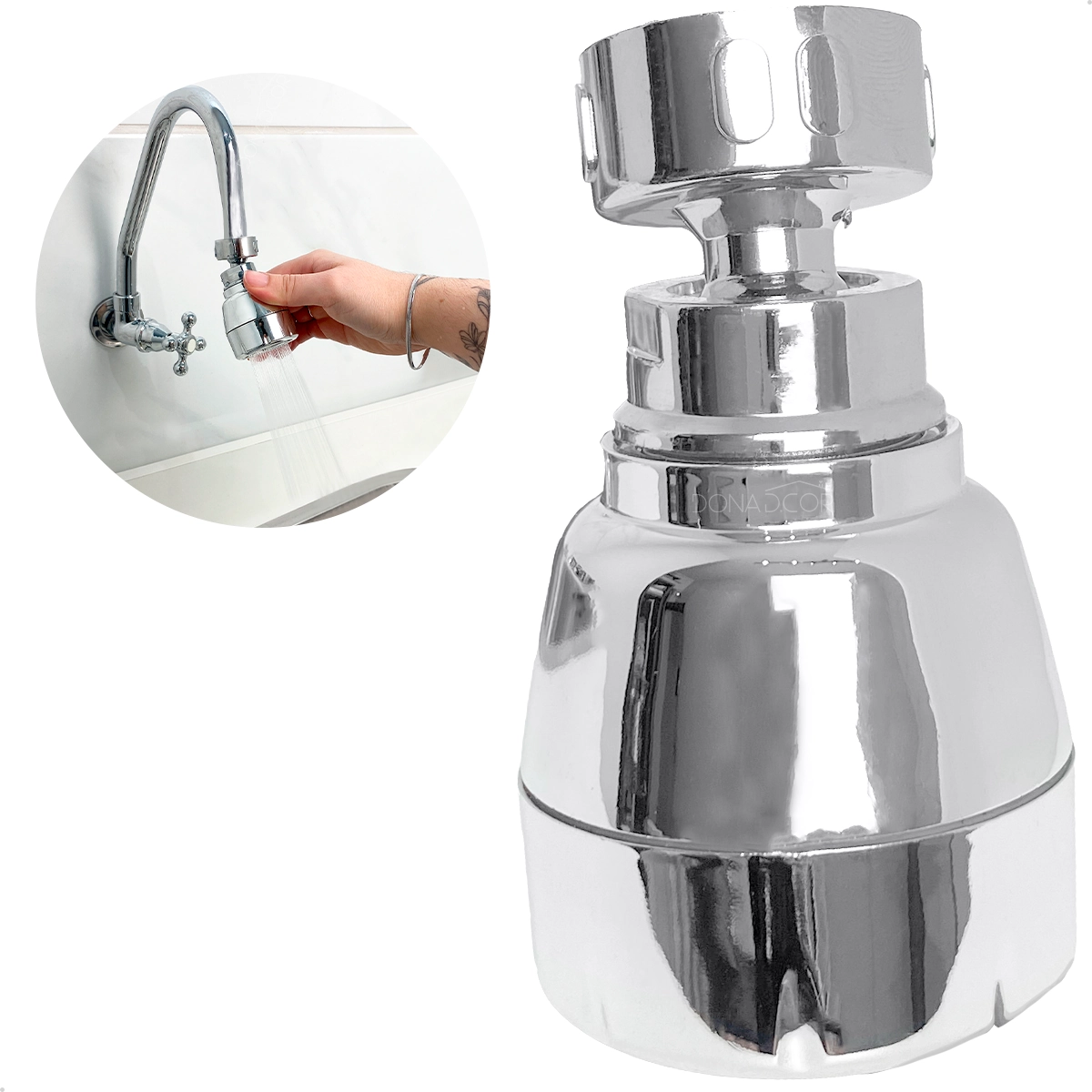 Bico De Torneira Arejador Cozinha Chuveirinho Cromado Com 3 Jatos Adaptador Ponteira Torneira Gourmet Jato Regulável