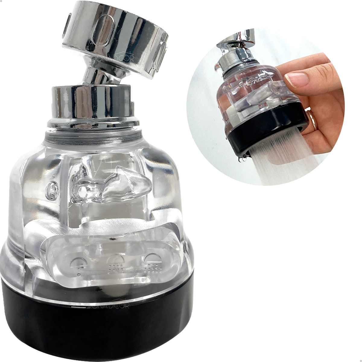 Bico Arejador Torneira Pia Cozinha Ponteira Chuveirinho Gourmet Abs 360° Bocal Adaptador De Torneira Jato Regulável
