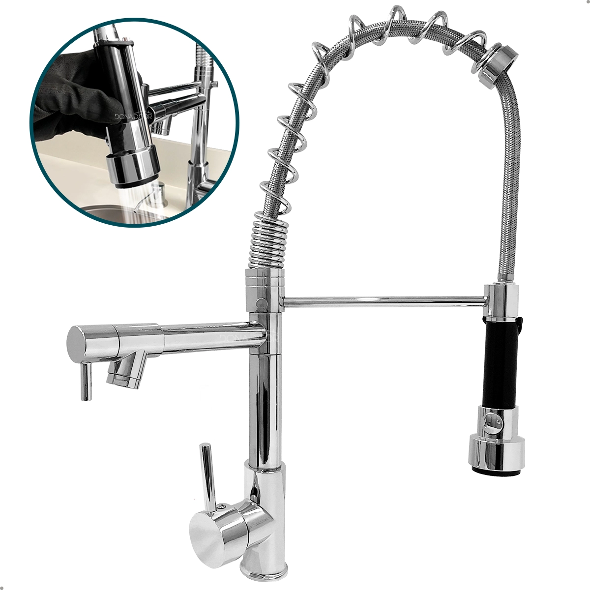 Torneira Flexível De Cozinha Gourmet Cromada Monocomando Duas Saídas Bica Alta Água Quente E Fria Torneira Com Arejador
