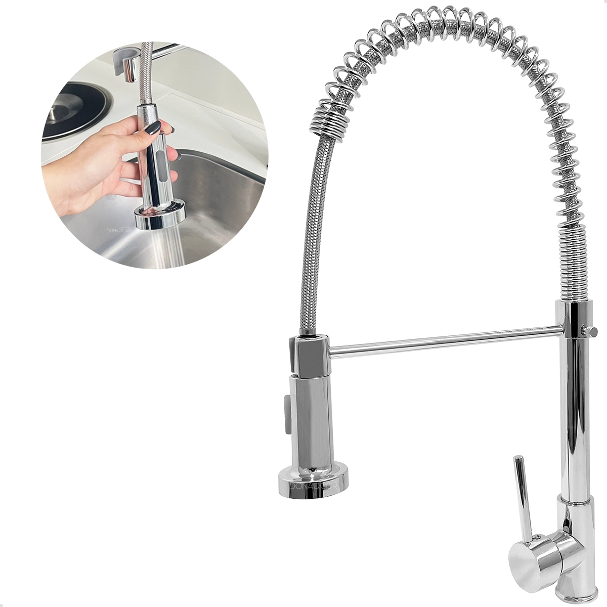Torneira De Cozinha Gourmet Flexível Cromada Inox 304 Misturador Monocomando Quente Fria Bica Alta Torneira Com Arejador
