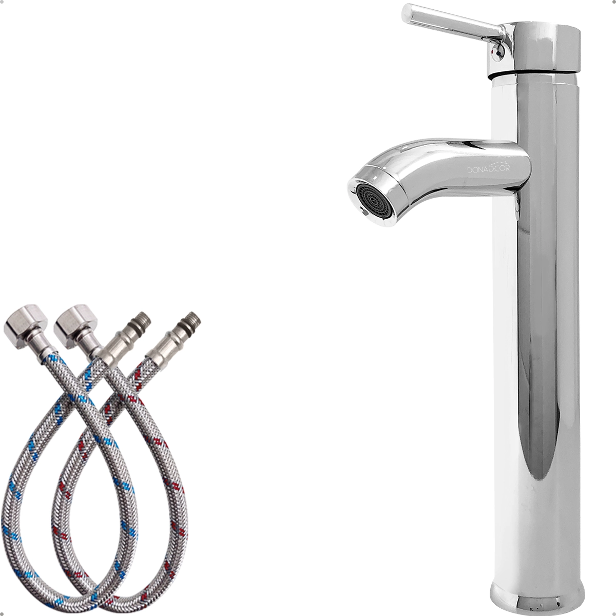 Torneira Alta Banheiro Cromada Inox 304 Lavabo Monocomando Misturador Quente Frio Pia Bancada Luxo