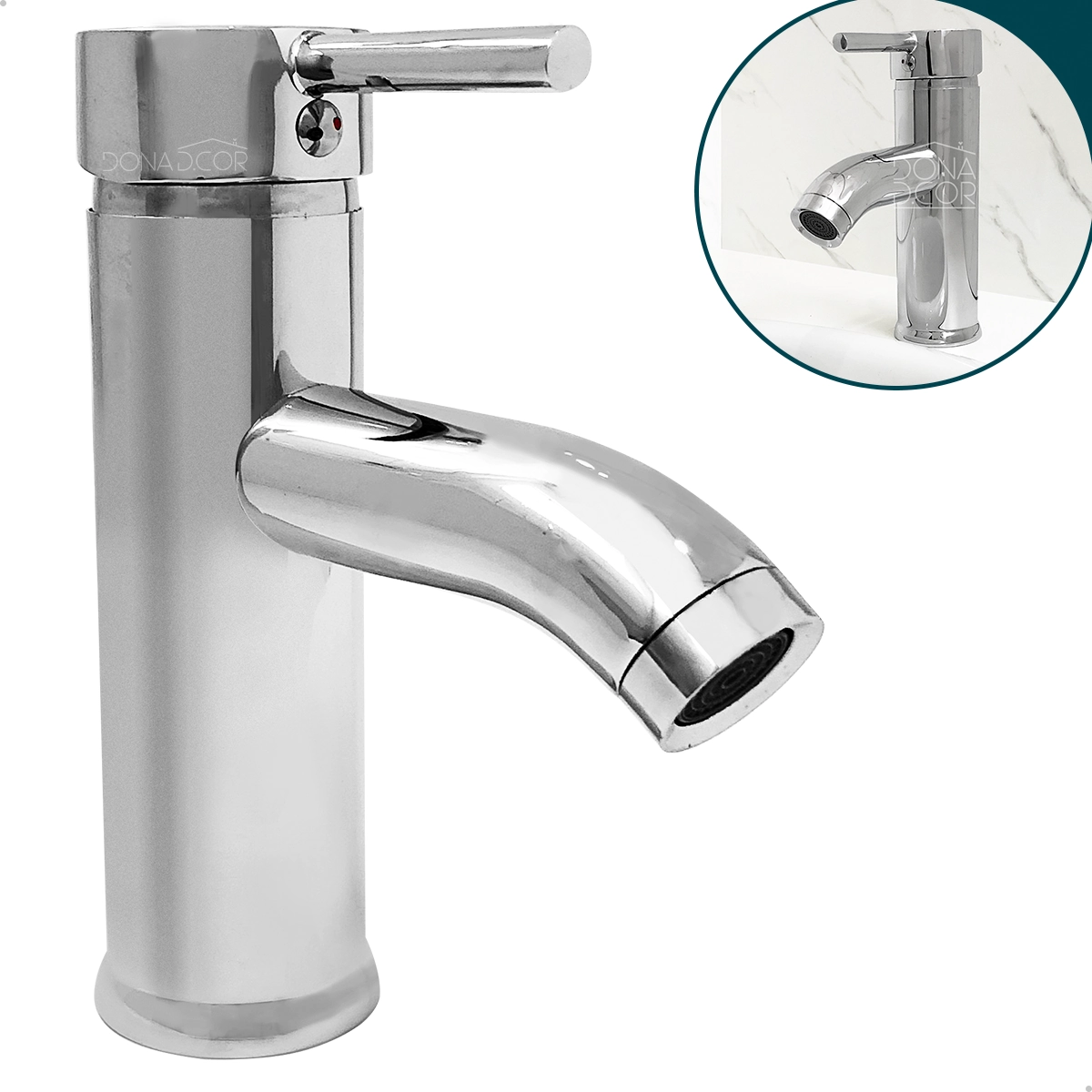 Torneira Banheiro Inox Cromado Bica Baixa Monocomando Misturador Quente Frio Bancada Pia Lavabo Lavatorio Luxo Aço Inox