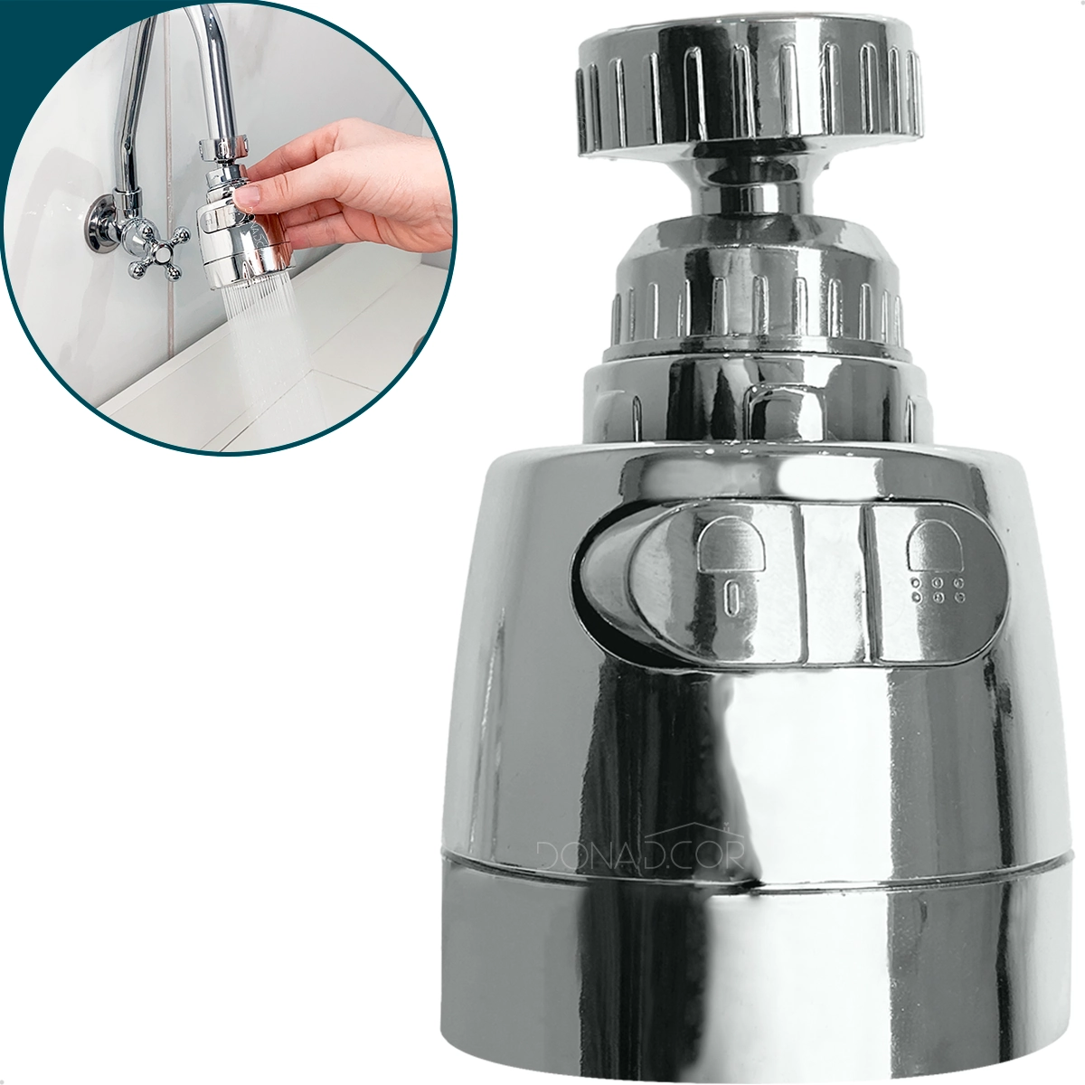 Bico Arejador Cromado Torneira Pia Cozinha Jato Duplo Regulável Bico Ponteira Chuveirinho Articulado Gourmet 360