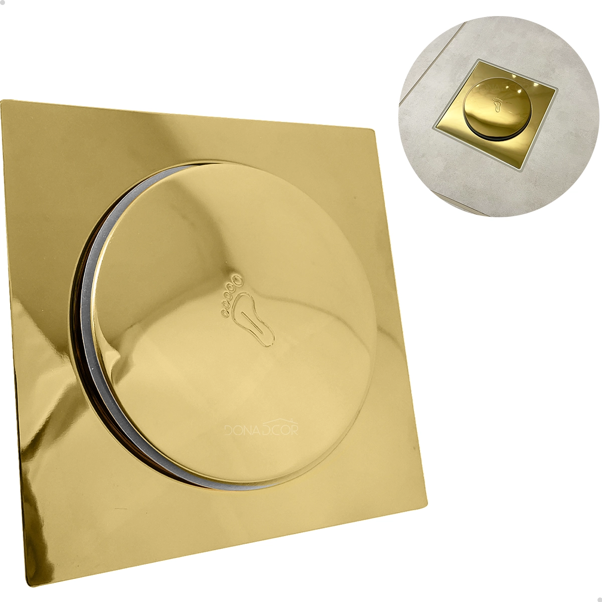 Ralo Click Dourado 15x15 Ralo Inteligente Quadrado 15cm Aço Inox 201 Banheiro Lavabo Box Veda Cheiro