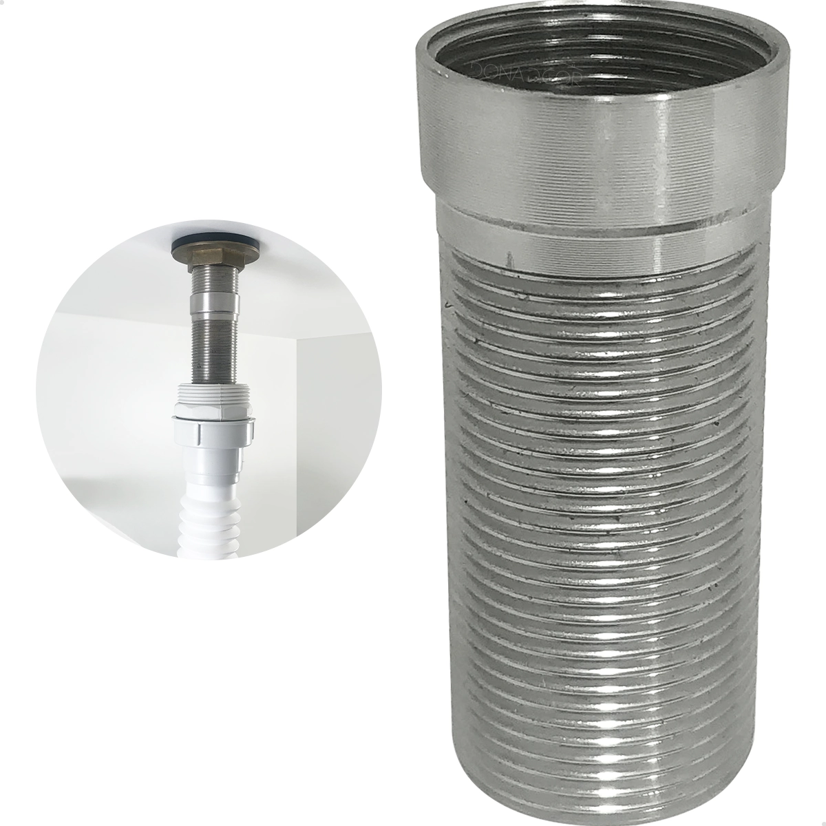 Prolongador Para Valvula Lavatório 7/8 Válvula Longa Prolongador Inox Ralo Pia Banheiro 60mm Escoamento