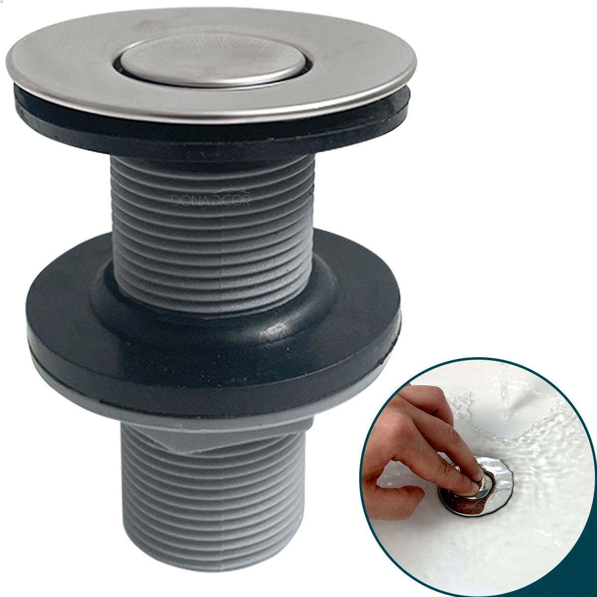 Valvula Click 7/8 Ralo Escoamento Pia Banheiro 30mm Ralo Abs Tampa Pequena Inox Polido Lavabo Lavatorio