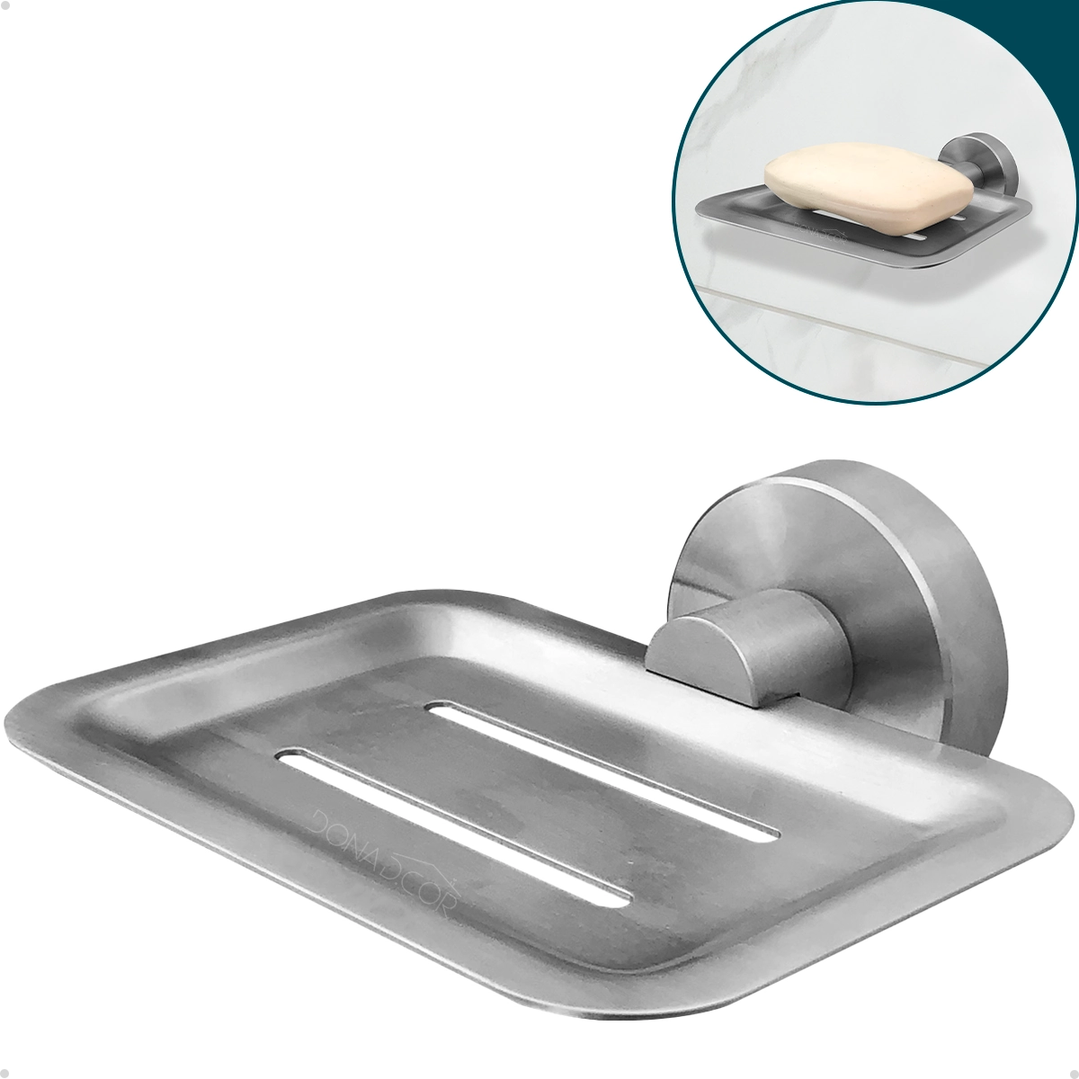 Saboneteira Para Banheiro De Parede Aço Inox 304 Porta Sabonete Escovado Suporte Fixação Dupla