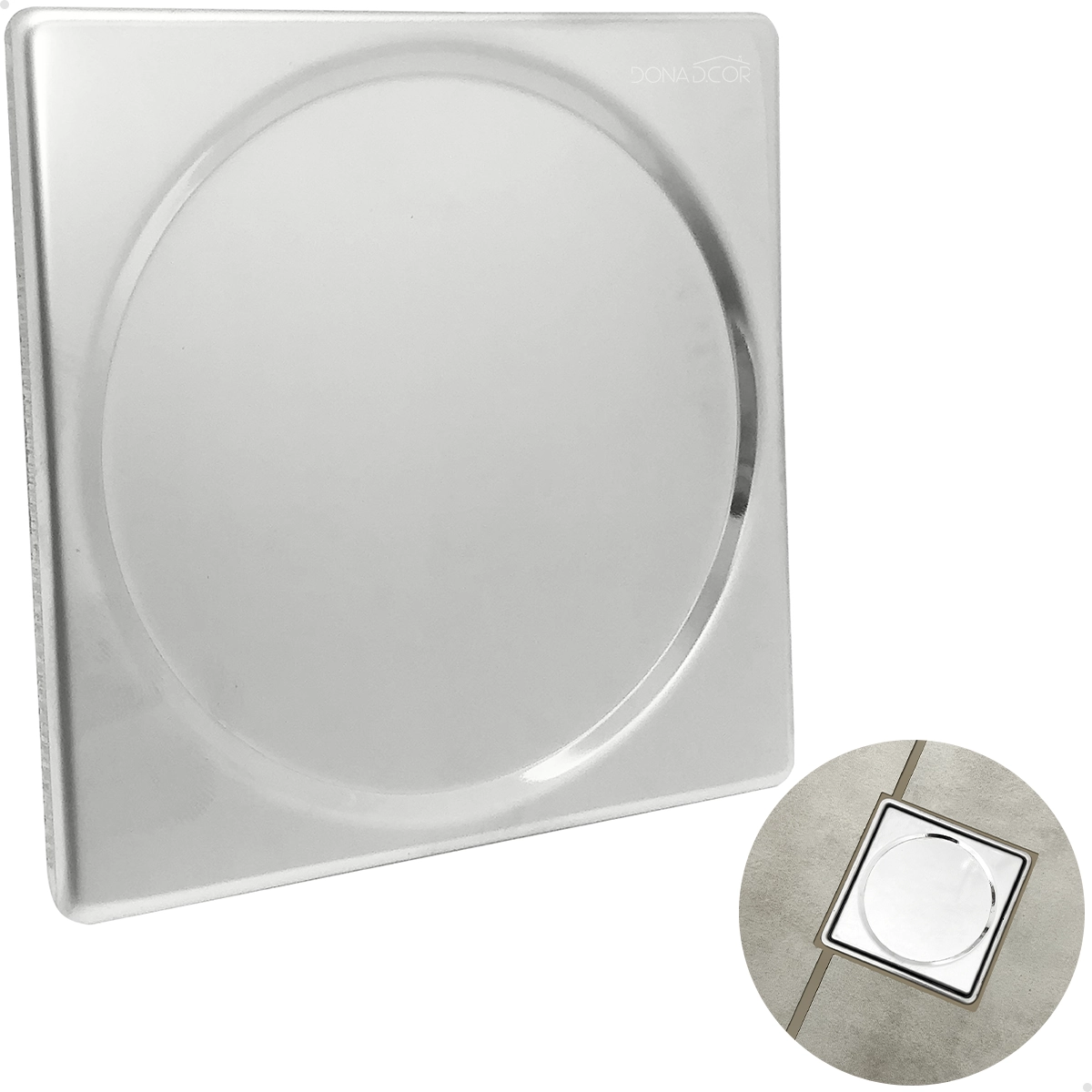 Tampa Para Caixa Sifonada 10x10 Veda Ralo Quadrado Tampa Cega Ralo Chão 10cm Antiodor Inox Cano Lavanderia