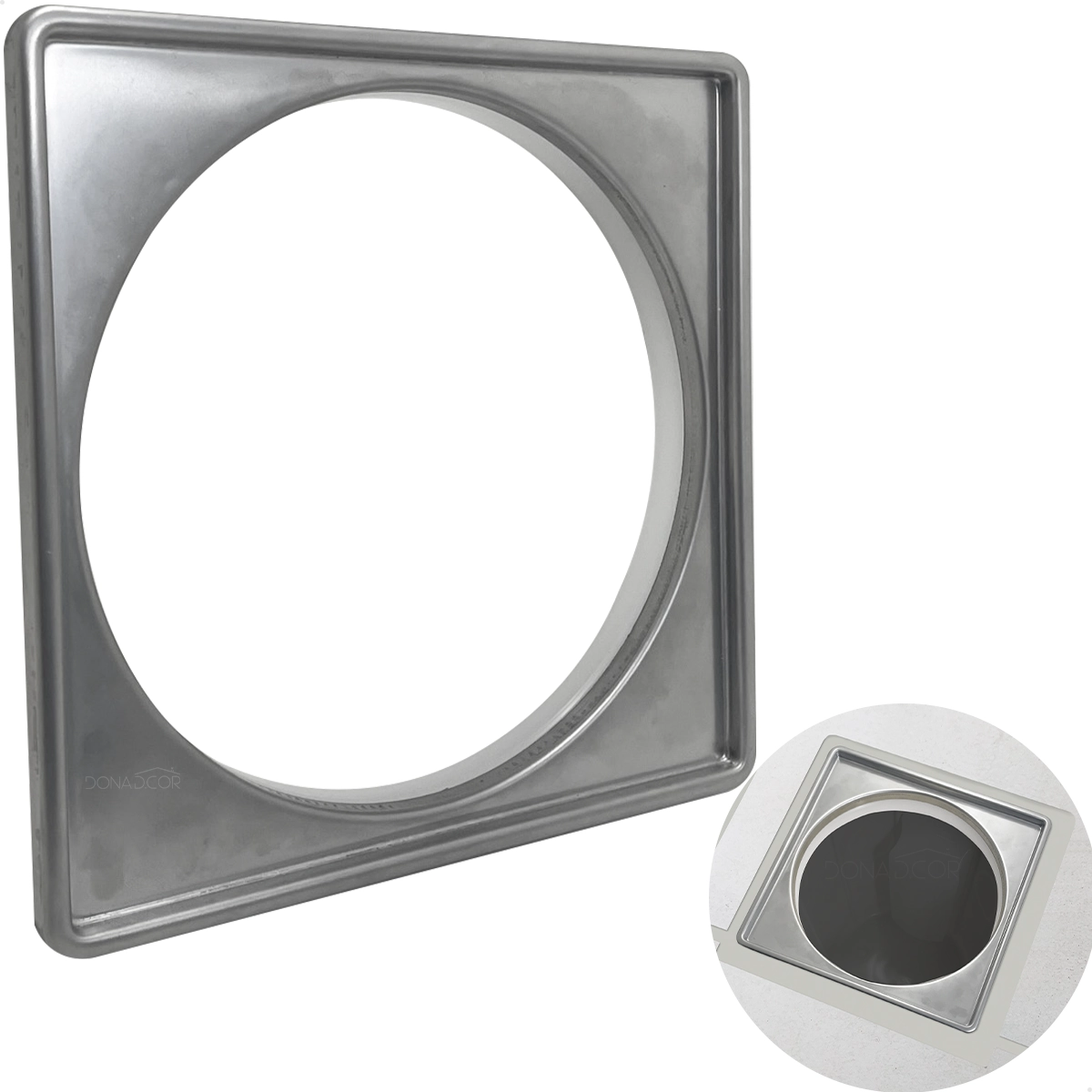 Porta Grelha 10x10 Aço Inox 304 Caixilho Suporte Para Ralo Quadrado 10cm Box Banheiro Quintal Sacada