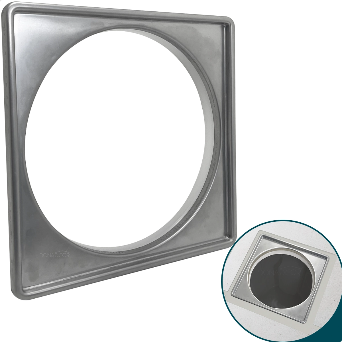 Porta Grelha 15x15 Aço Inox 304 Caixilho Suporte Para Ralo Quadrado 15cm Box Banheiro Quintal Sacada