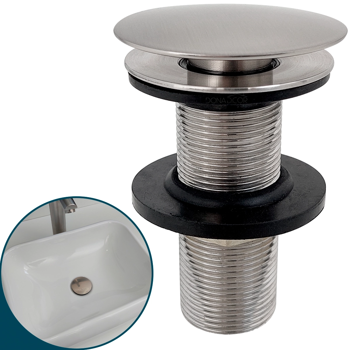 Valvula Cuba Banheiro 7/8 Ralo Click Inox Fosco Escovado 3cm Valvula De Escoamento Pia Lavatório Lavabo 30mm Ralo De Pia
