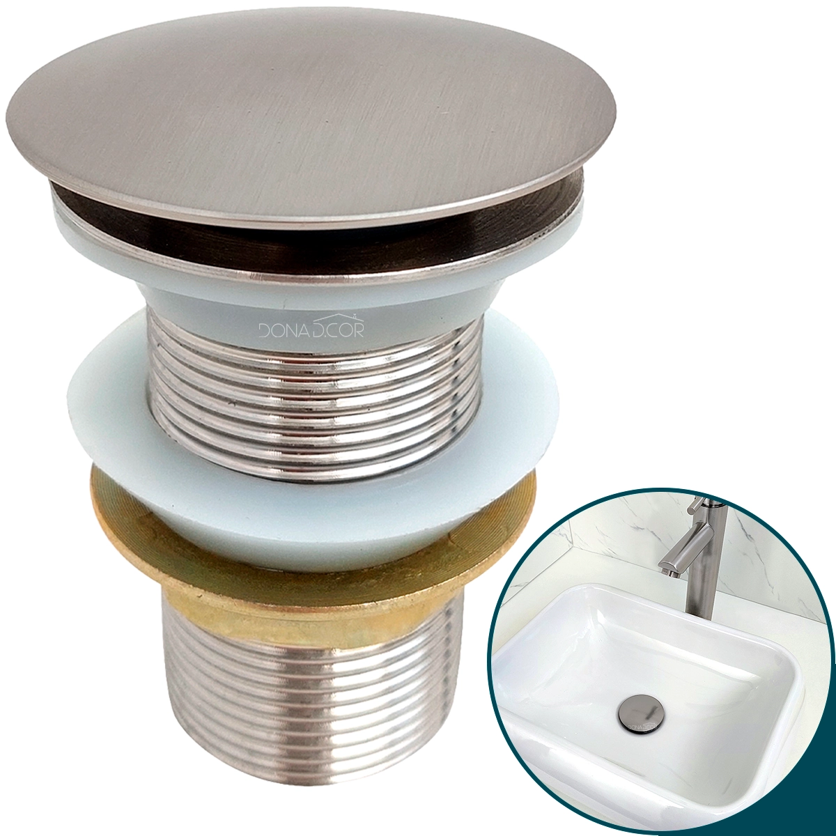 Valvula Cuba Banheiro 1 1/4 Ralo Click Inox Fosco Escovado 4cm Valvula De Escoamento Pia Lavatório Lavabo 40mm