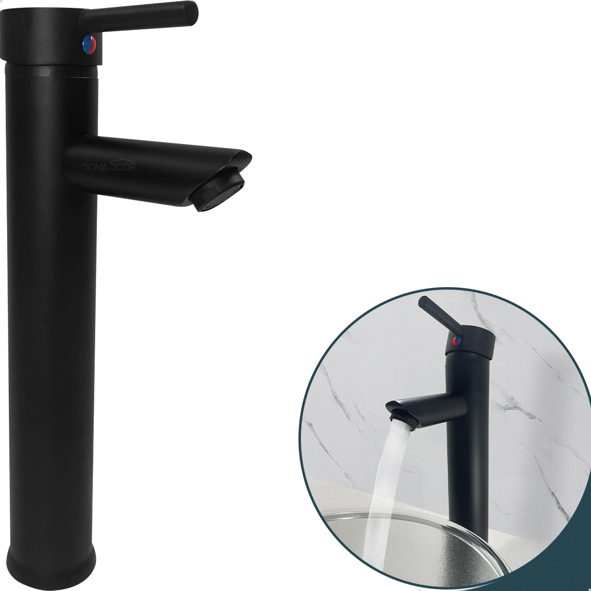 Torneira Lavabo Preta Bica Alta Monocomando Misturador Aço Inox 304 Torneira Pia Banheiro Luxo Quente e Fria