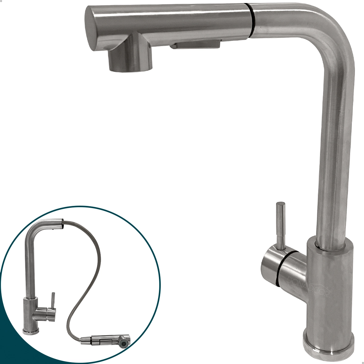 Torneira Gourmet De Cozinha Inox Escovado Bica Alta 90 Graus Monocomando Misturador Bico Extensivo