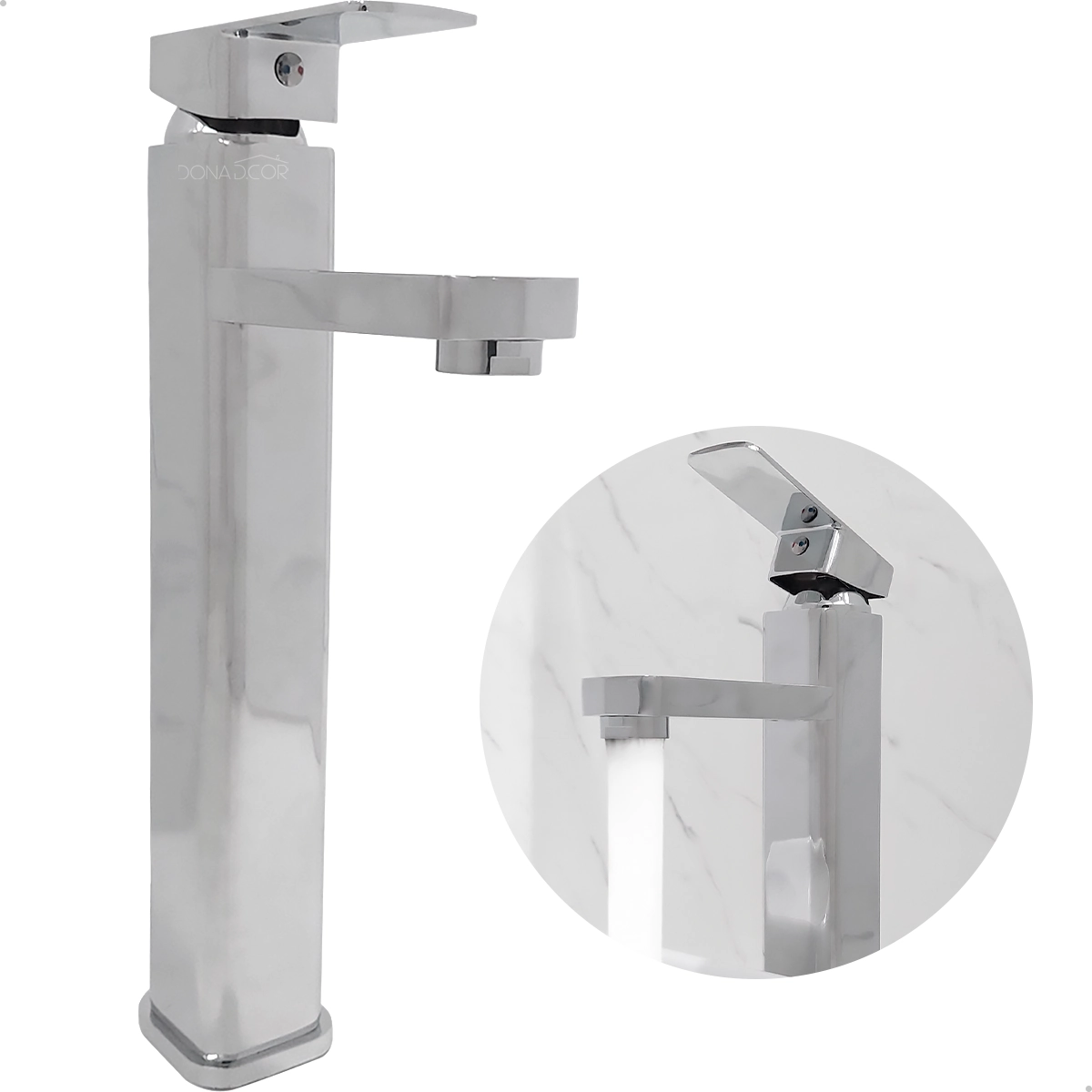 Torneira Banheiro Bica Alta Cromada Inox Monocomando Misturador Quente Frio Cuba De Sobrepor Lavatorio