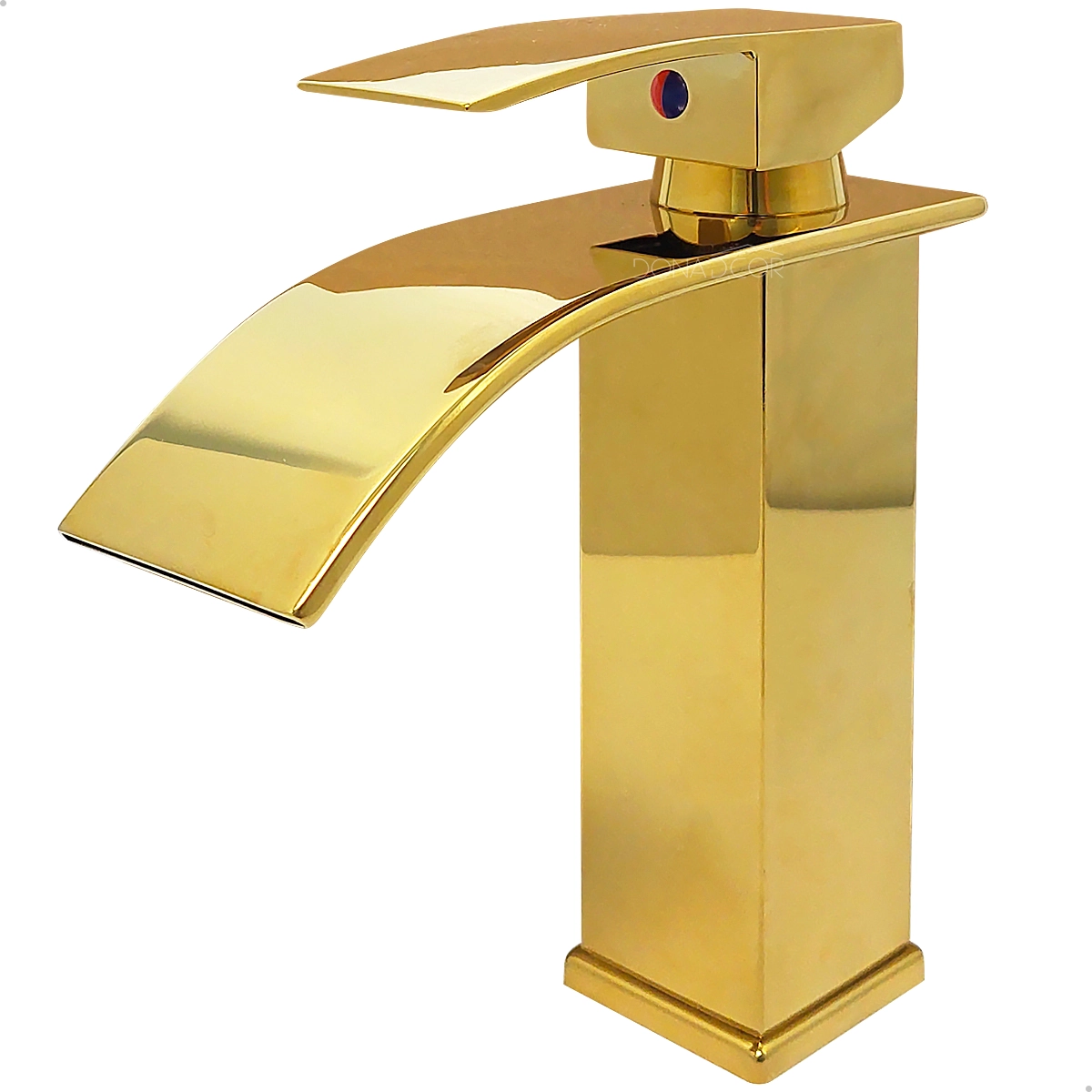 Torneira Dourada Pia Banheiro Bica Baixa Quadrada Inox 304 Luxo Torneira Cascata Monocomando Misturador Água Quente Fria
