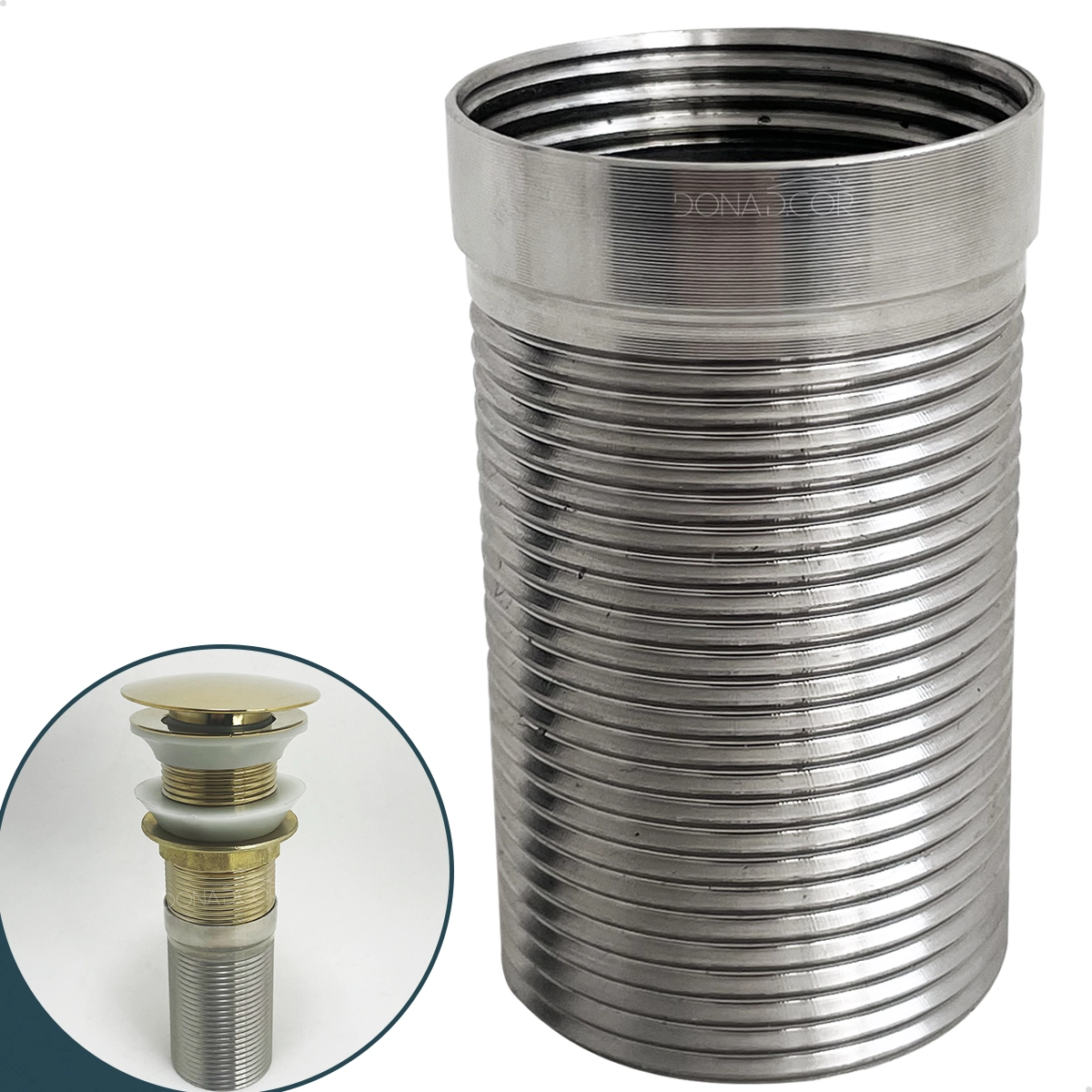 Prolongador Para Valvula Lavatório 1 1/4 Válvula Longa Prolongador Inox Ralo Pia Banheiro 60mm Escoamento