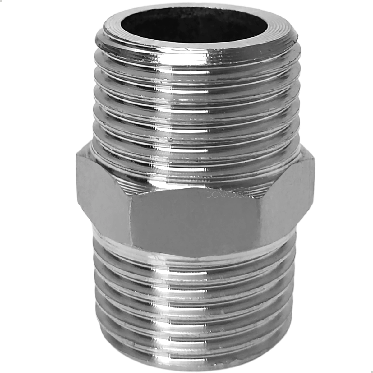 Niple Sextavado Rosca Macho 1/2 Polegada Metal Inox Conector Encanamento Hidráulico Adaptador Duplo