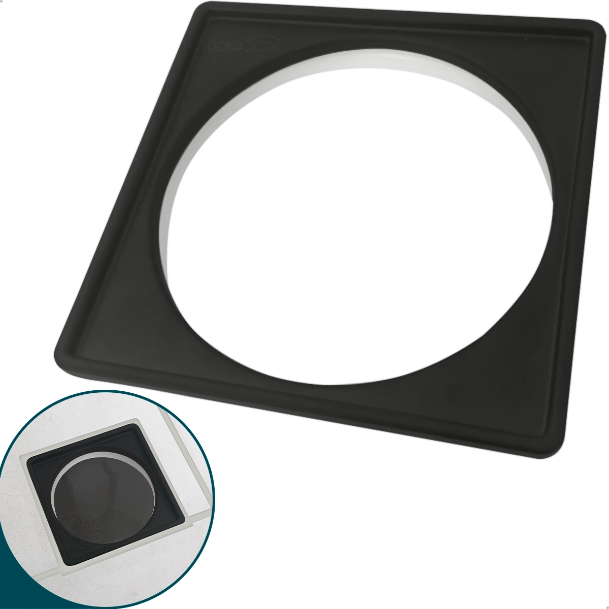 Caixilho 15x15 Preto Fosco Aço Inox 304 Porta Grelha Suporte Para Ralo Quadrado 15cm Box Banheiro