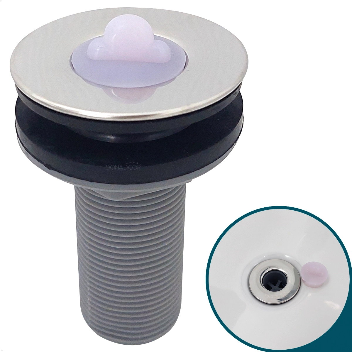 Valvula Lavatorio 7/8 Abs E Inox Banheiro Ralo Simples Tampa Silicone Valvula Escoamento 30mm Pia Lavabo