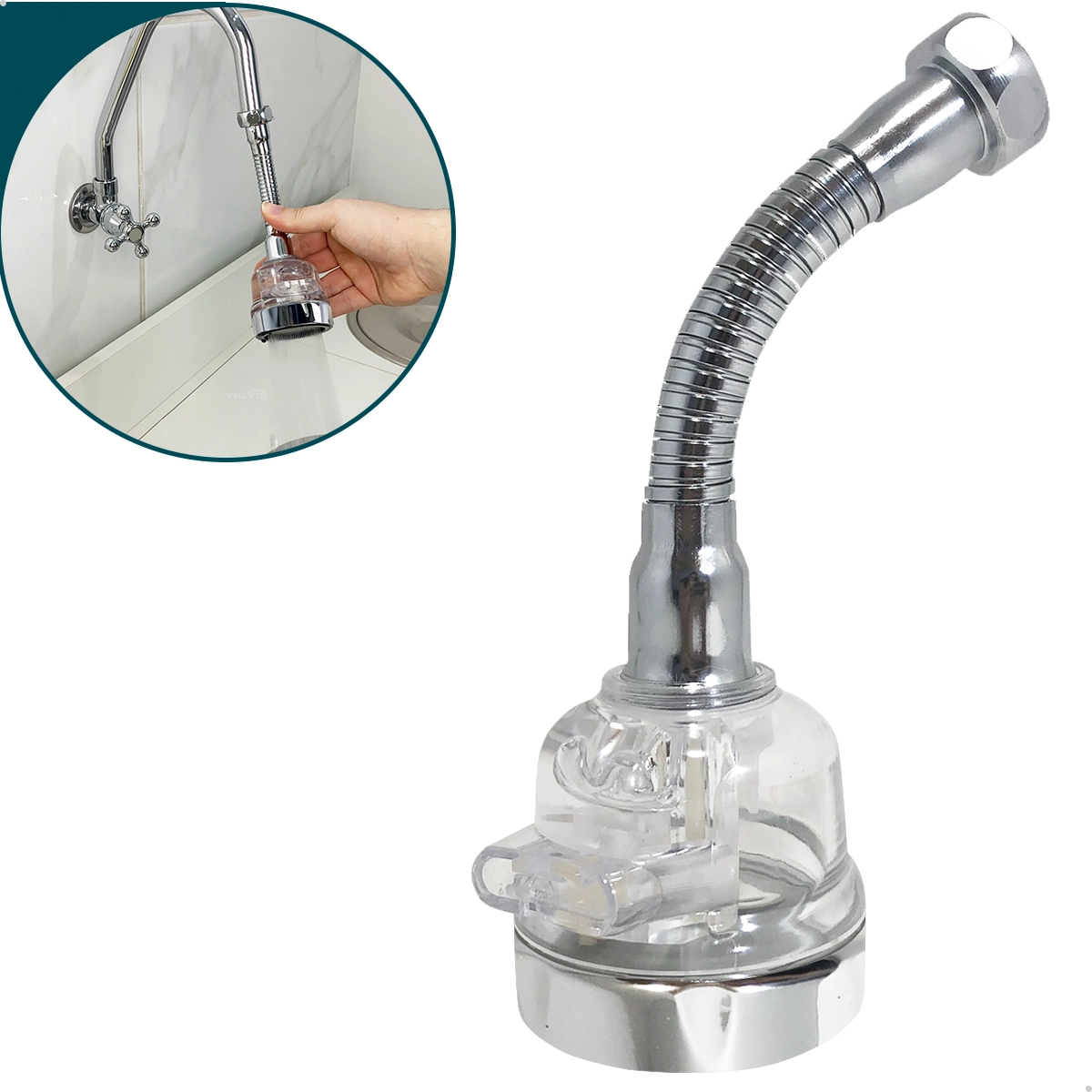 Bico Ponta Para Torneira Cozinha 3 Jatos Extensor Flexivel Chuveirinho Arejador Gourmet Prolongador Inox Jato Aerado