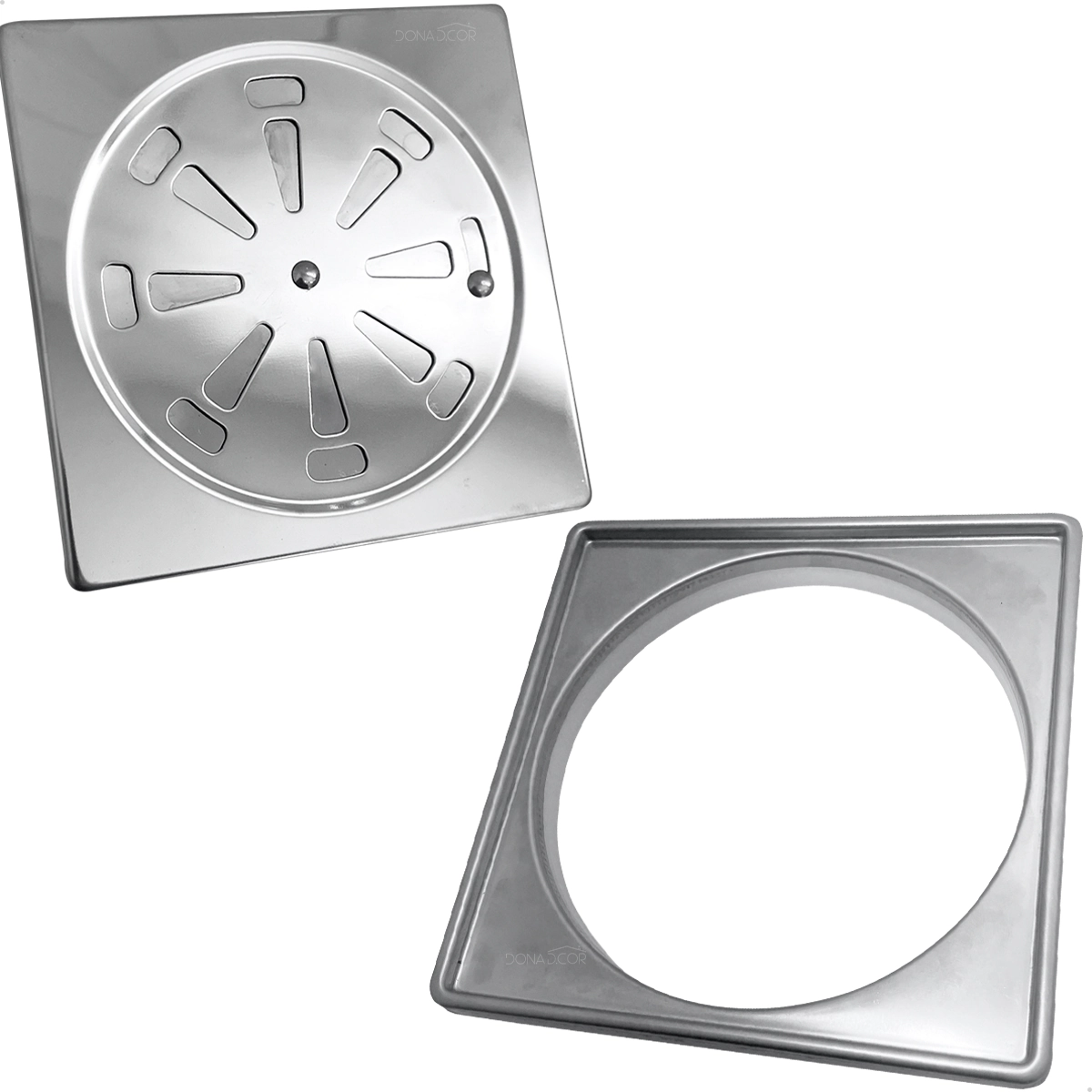 Porta Grelha E Ralo Inox 15x15 Kit Banheiro Ralo Quadrado Tampa Abre e Fecha Rotativo Com Fecho Caixilho 15cm