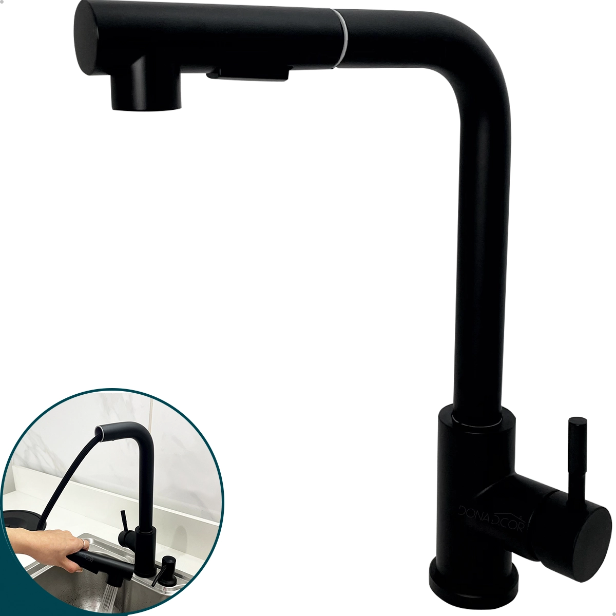 Torneira Gourmet Cozinha Preto Fosco Bica Alta 90 Graus Monocomando Misturador Bancada Lavanderia
