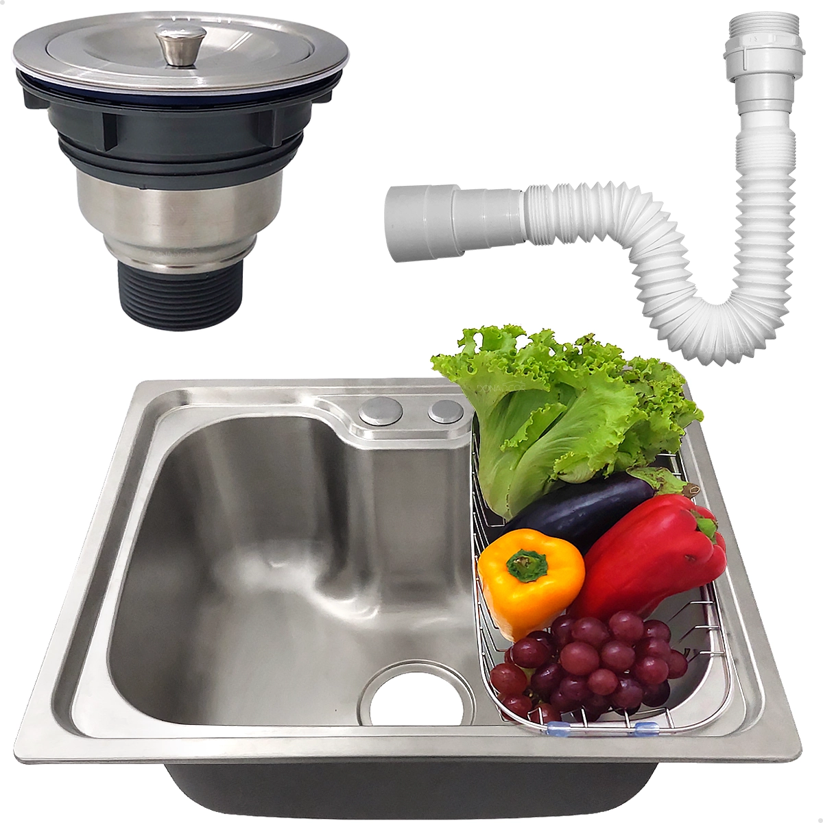 Cuba Gourmet Inox 304 50x40 Pia Cozinha Com Cesto Escorredor Valvula Higienica E Sifão Flexivel