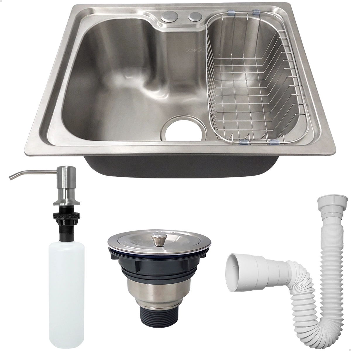 Cuba Gourmet Inox 304 Pia Cozinha 50x40 Cesto Escorredor Dispenser 350ml Valvula E Sifão Flexivel