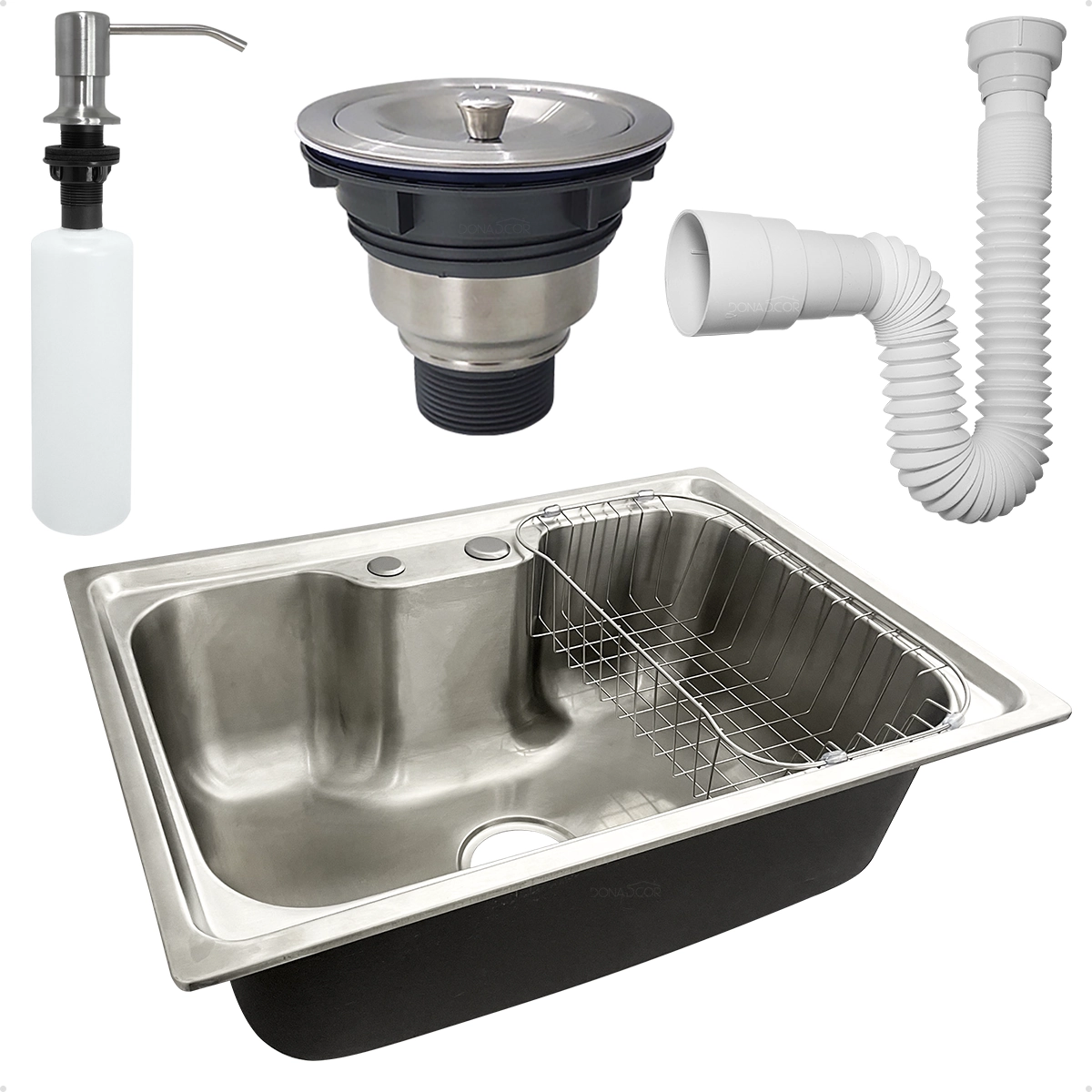 Cuba Gourmet Inox 304 Pia Cozinha 60x42 Cesto Escorredor Dispenser 500ml Valvula E Sifão Flexivel