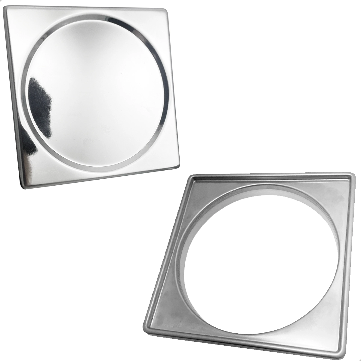 Tampa Cega E Porta Grelha 10x10 Aço Inox Kit Banheiro Caxilho Quadrado Suporte Ralo Antiodor 10cm