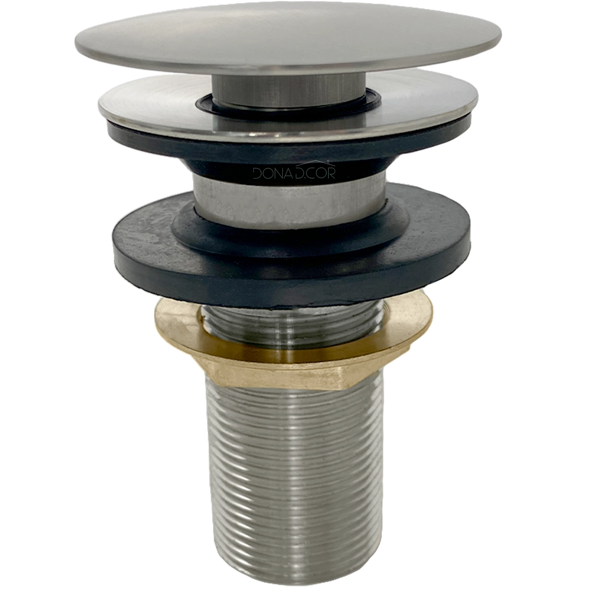 Válvula Click Com Ladrão 7/8 Inox Escovado Ralo De Pia Cuba Banheiro Com Escape 30mm Ralo Escoamento