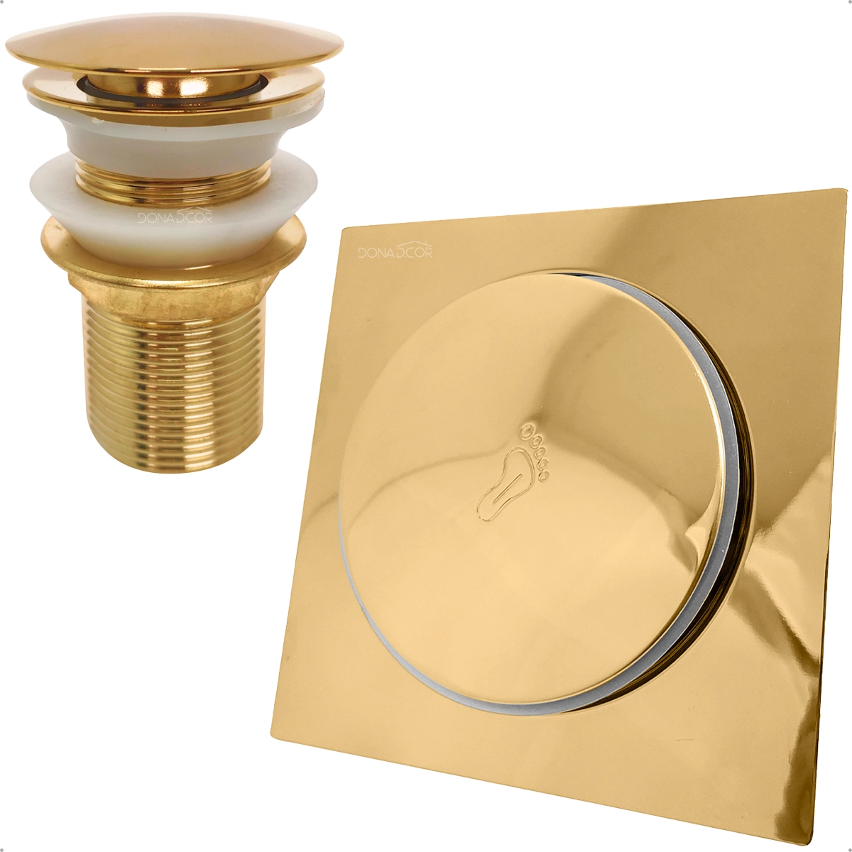 Ralo Click 15x15 Dourado Inox E Valvula Dourada Ralo De Pia 1 1/4 Kit Banheiro Luxo Ralo 15cm Valvula Click 30mm