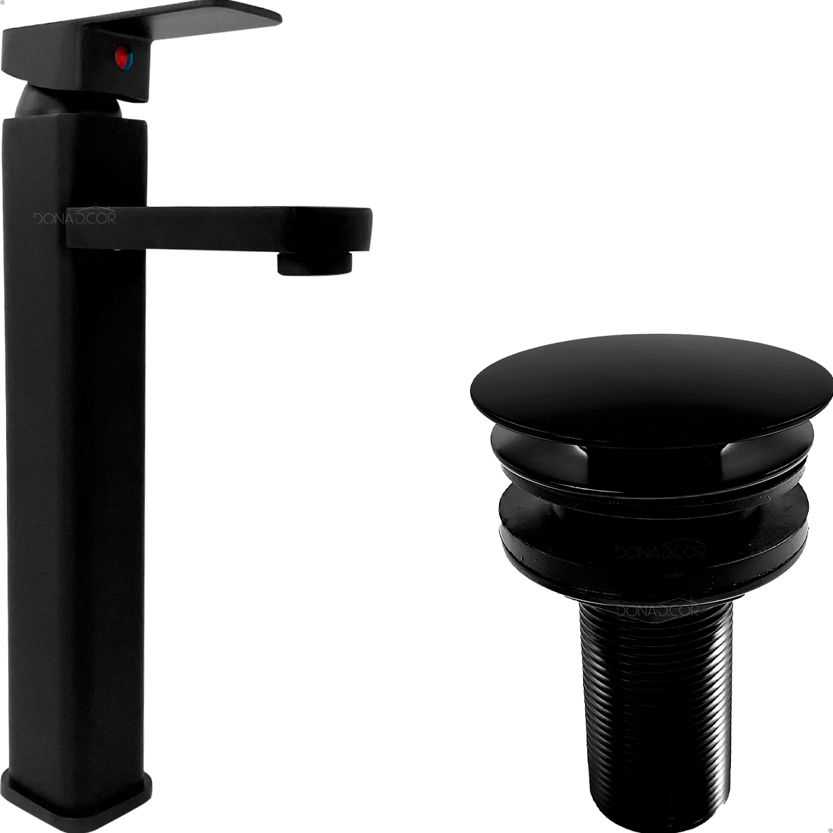 Torneira Preta E Valvula Click 7/8 Inox Kit Banheiro Ralo Pia Cuba E Torneira Alta Monocomando