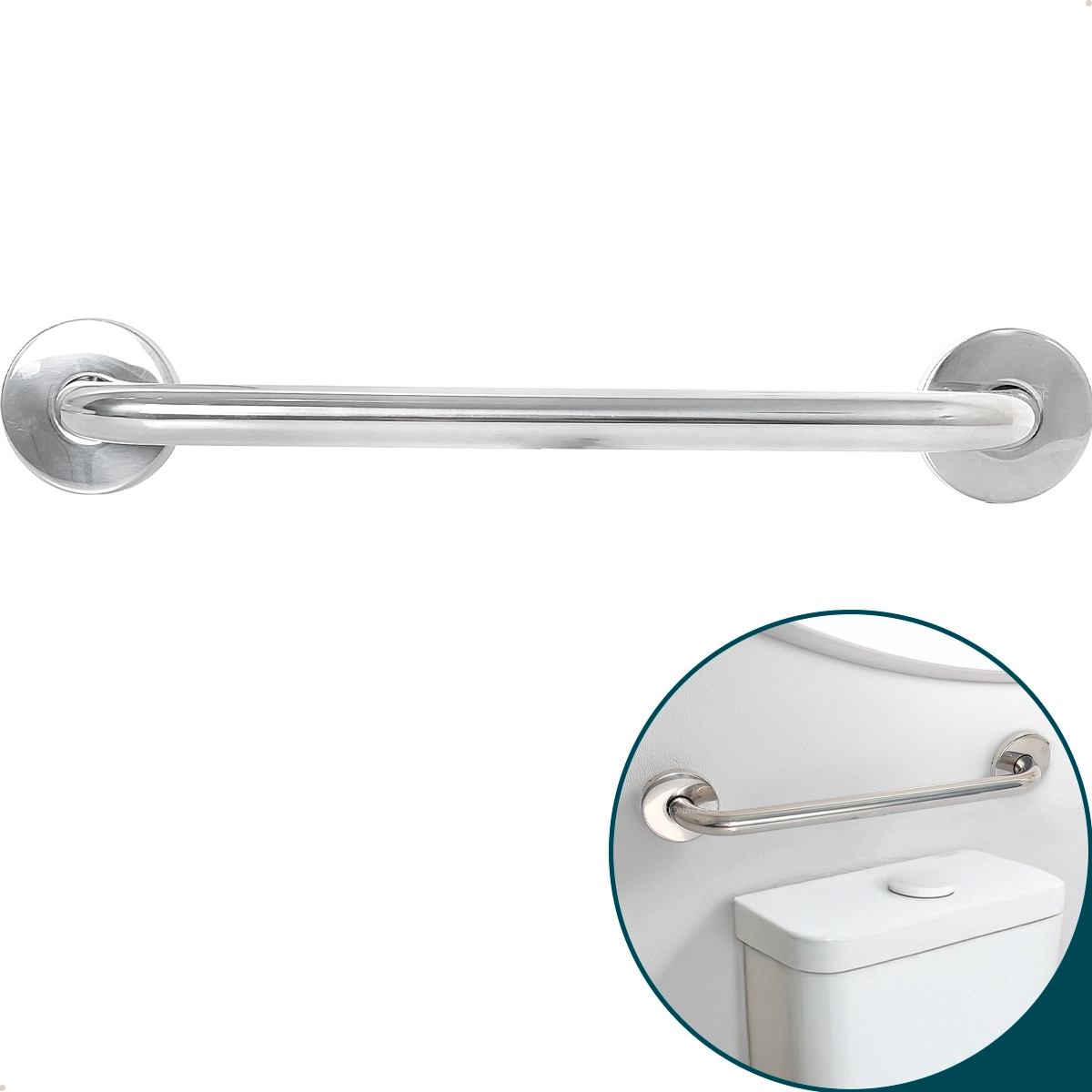 Barra De Apoio Idoso Inox 40 Cm Corrimão Segurança Parede Banheiro Box Acessibilidade