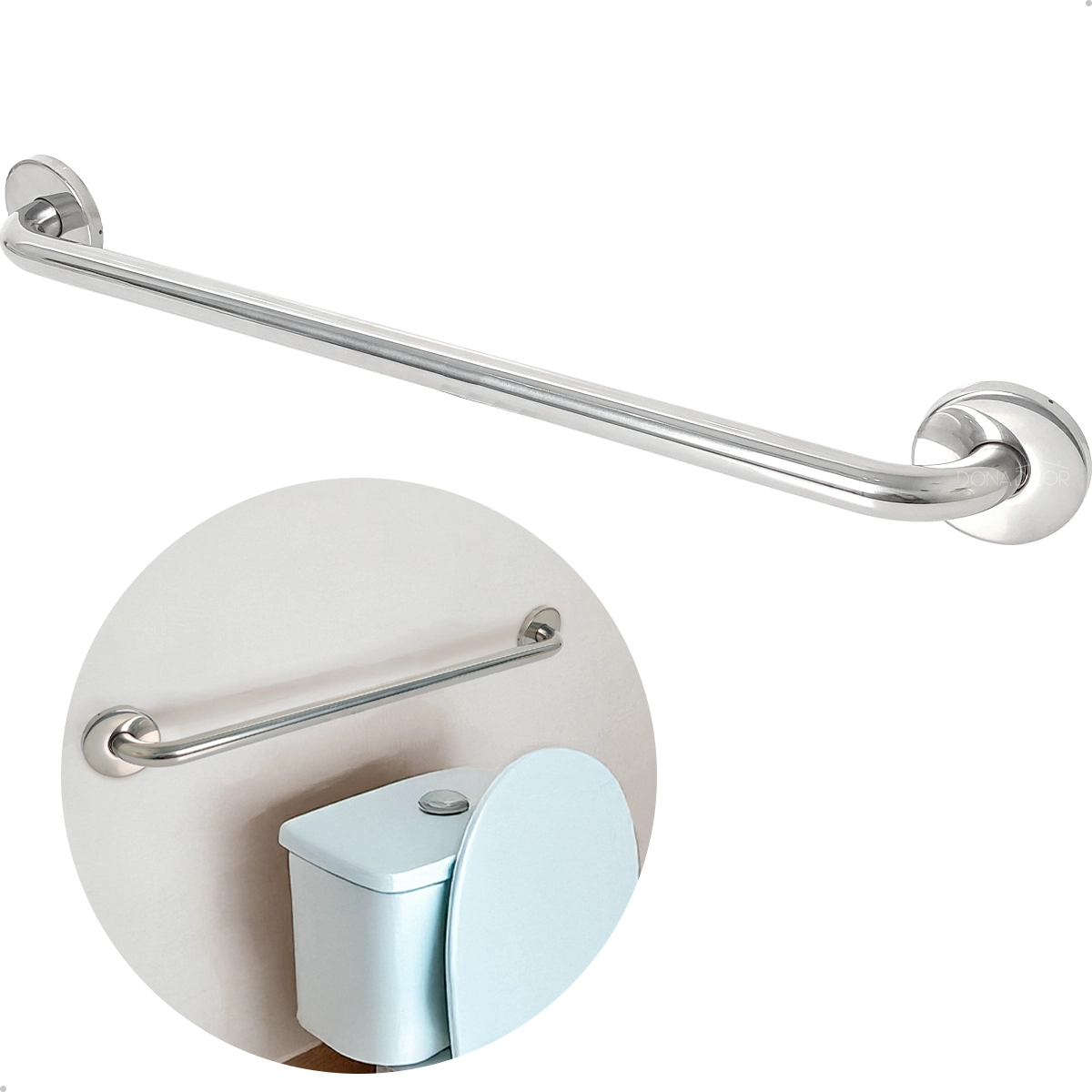 Barra De Acessibilidade Inox 60cm Idoso Deficiente Corrimão Pcd Barra De Apoio Box Parede Banheiro