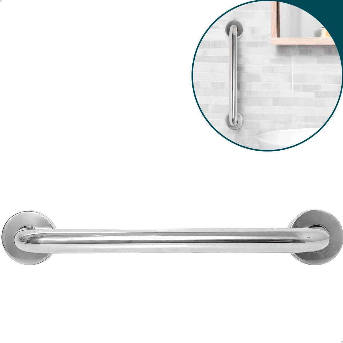 Barra De Apoio 40cm Inox 304 Alça De Segurança Idoso Deficiente Barra De Acessibilidade Pcd Banheiro