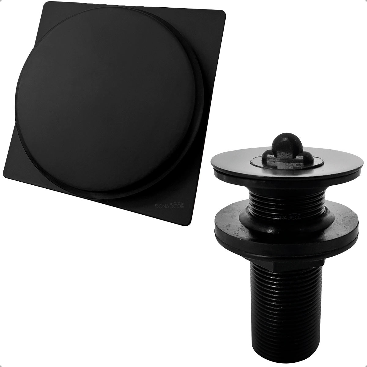 Ralo Click 10cm E Válvula Lavatório 7/8 Aço Inox Preto Fosco Kit Escoamento Banheiro Ralo Pia Inteligente 30mm Tampa