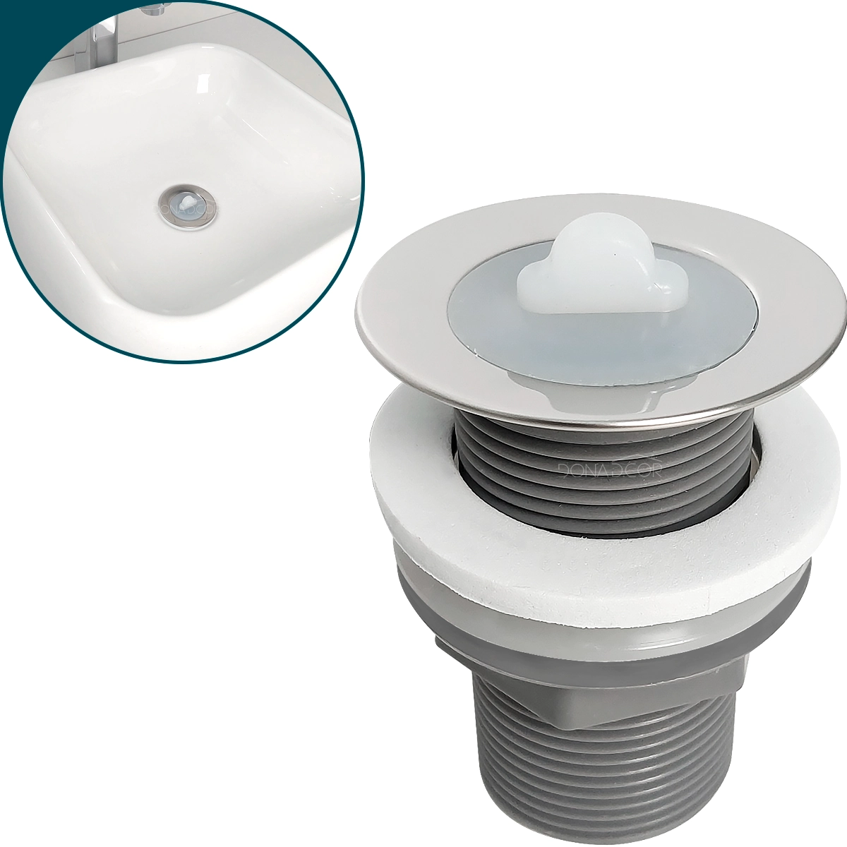 Válvula Lavatório 1 1/4 Abs Ralo De Escoamento Com Tampa Silicone Ralo Tanque 40mm Pia Banheiro