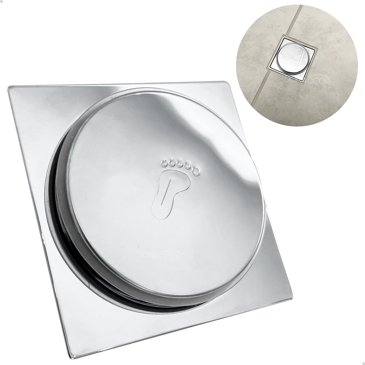 Ralo Click Inteligente Inox 10x10 Quadrado Para Banheiro Lavabo Escoamento Ralo Chão Para Box Antiodor