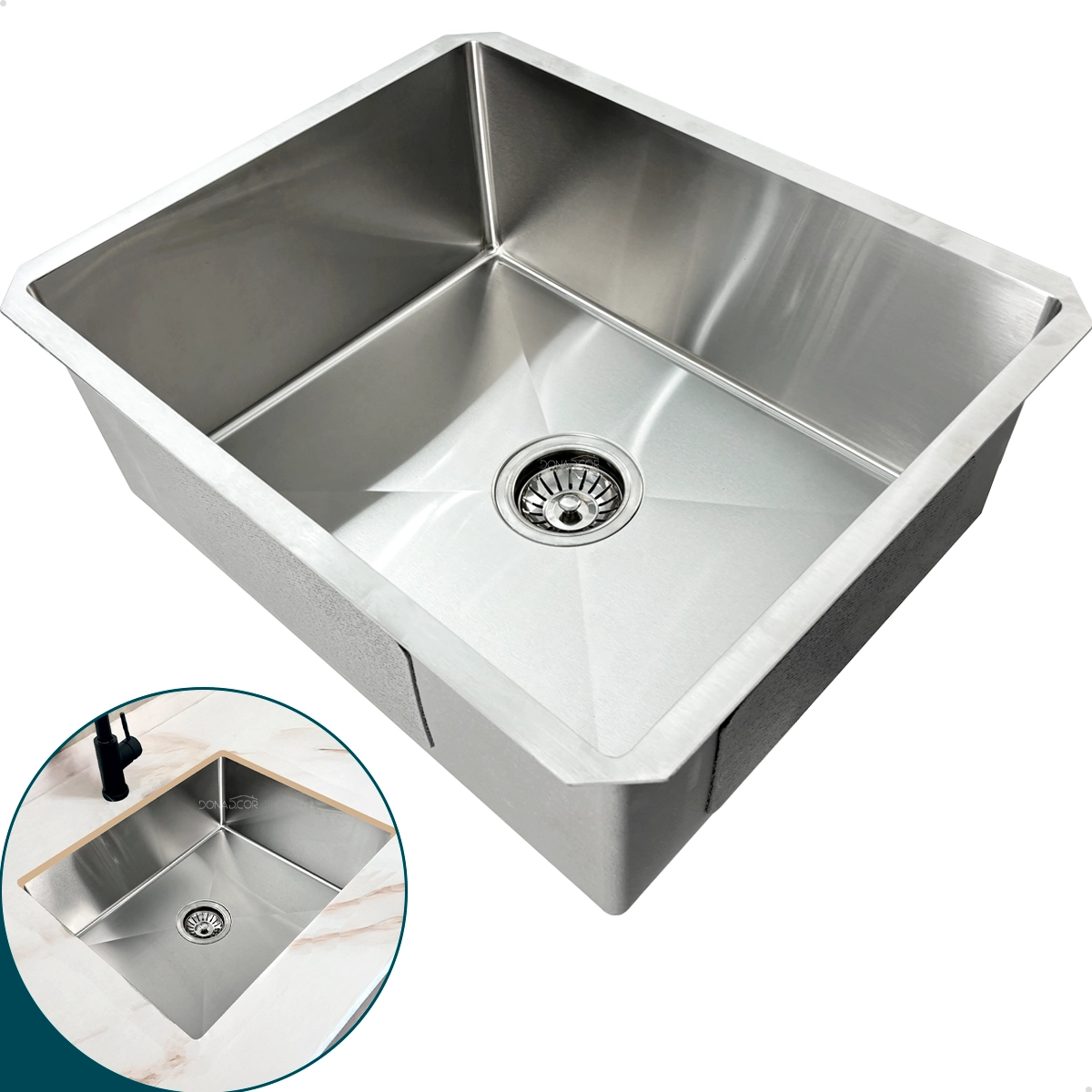 Cuba Inox Gourmet 50x40 Cm Quadrada De Embutir Bancada Pia Cozinha Aço Inox 304